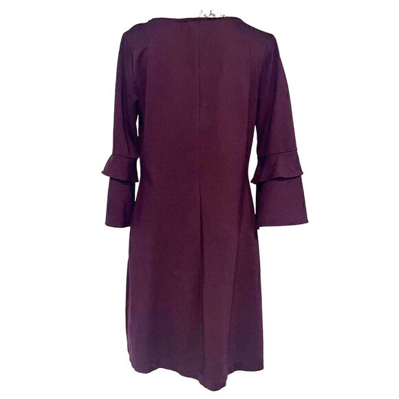 Grayson maroon tired bell sleeve dress large - Picture 2 of 7